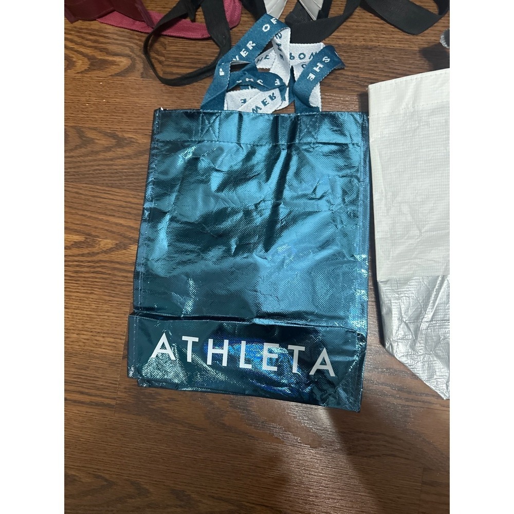 Lululemon and Athleta Reusable Tote Bag Bundle 9 pcs Black Red Teal Shopper - Picture 4 of 5